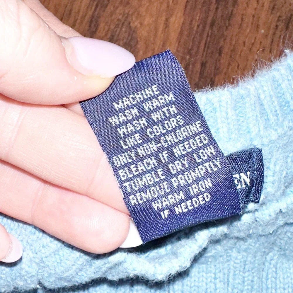 Vintage Ralph Lauren Cotton Long Sleeve Cable Knit Blue Sweater Kids Size Small